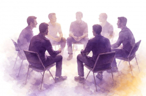 Homens participando de grupo reflexivo