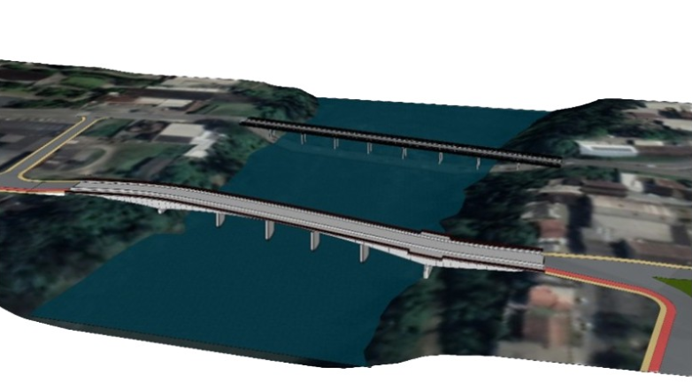 Ponte sobre o Rio Itajaí-Açu ligando Itoupava Norte e Itoupava Seca