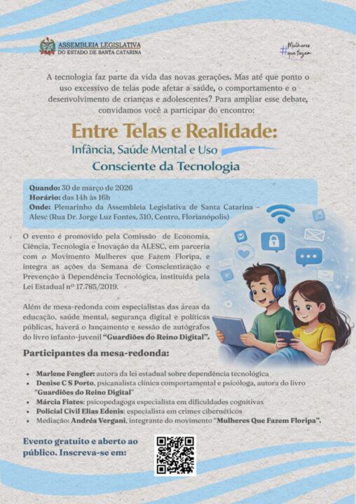 Evento na Alesc sobre segurança digital e uso de telas na infância