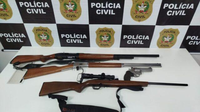 Armas de fogo apreendidas pela Polícia Civil