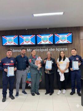 Bombeiros recebem moção de aplausos por atuação em parto emergencial em Içara