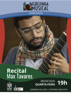 Violonista Max Tavares tocando violão em recital