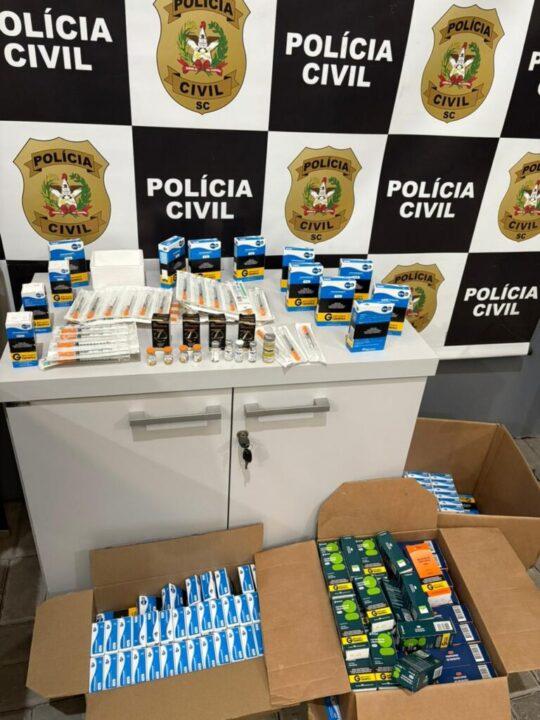 Anabolizantes e 'tizerpatida' apreendidos pela Polícia Civil