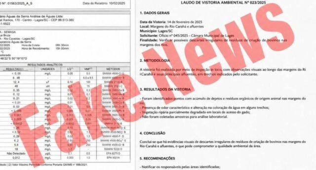 Laudos sobre a qualidade da água da prefeitura