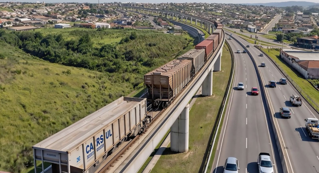 Imagem representativa do projeto de elevação da linha férrea em Criciúma